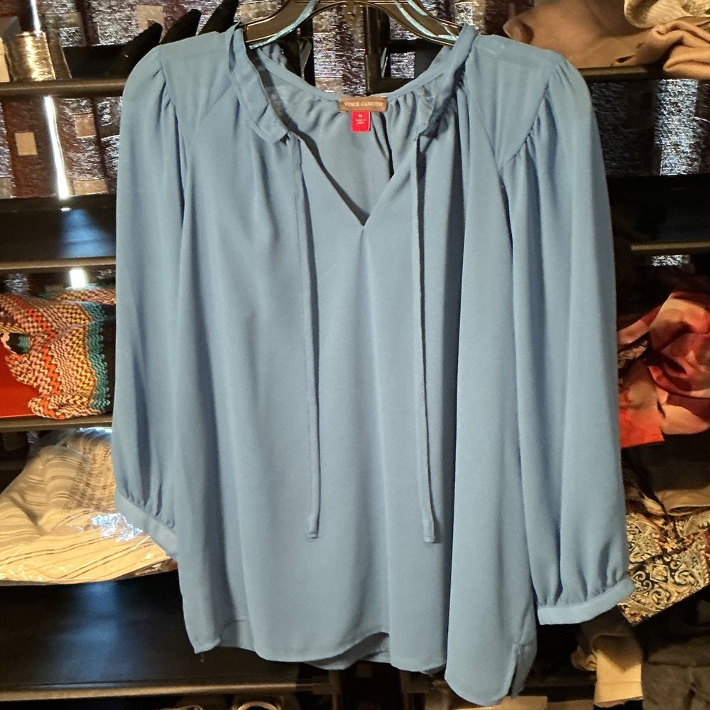Vince Camuto Soft Blue Blouse with Tie Detail